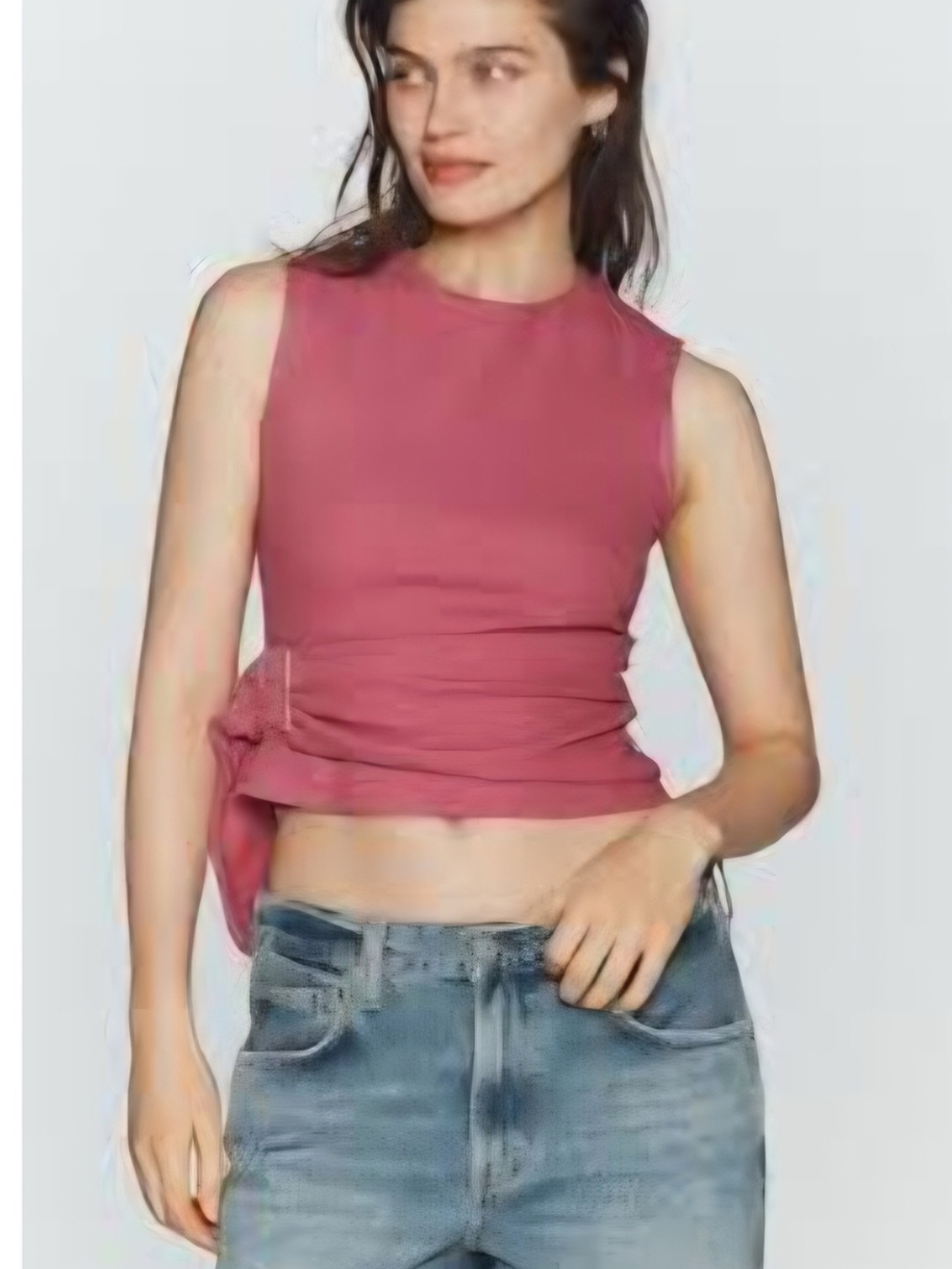 Anthropologie Rose-Pink Sleeveless Side-Tie Tank